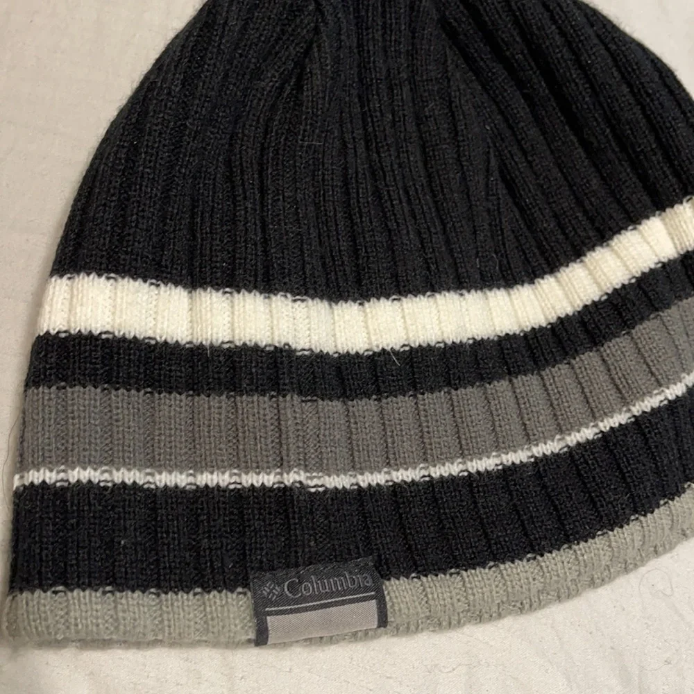 COLUMBIA beanie black grey white cap hat  youth